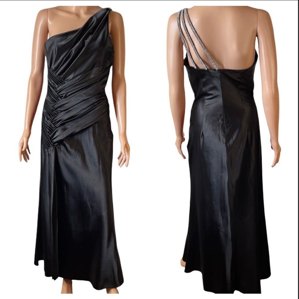 Cinderella Design Studded One Shoulder Black Long Gown MEDIUM